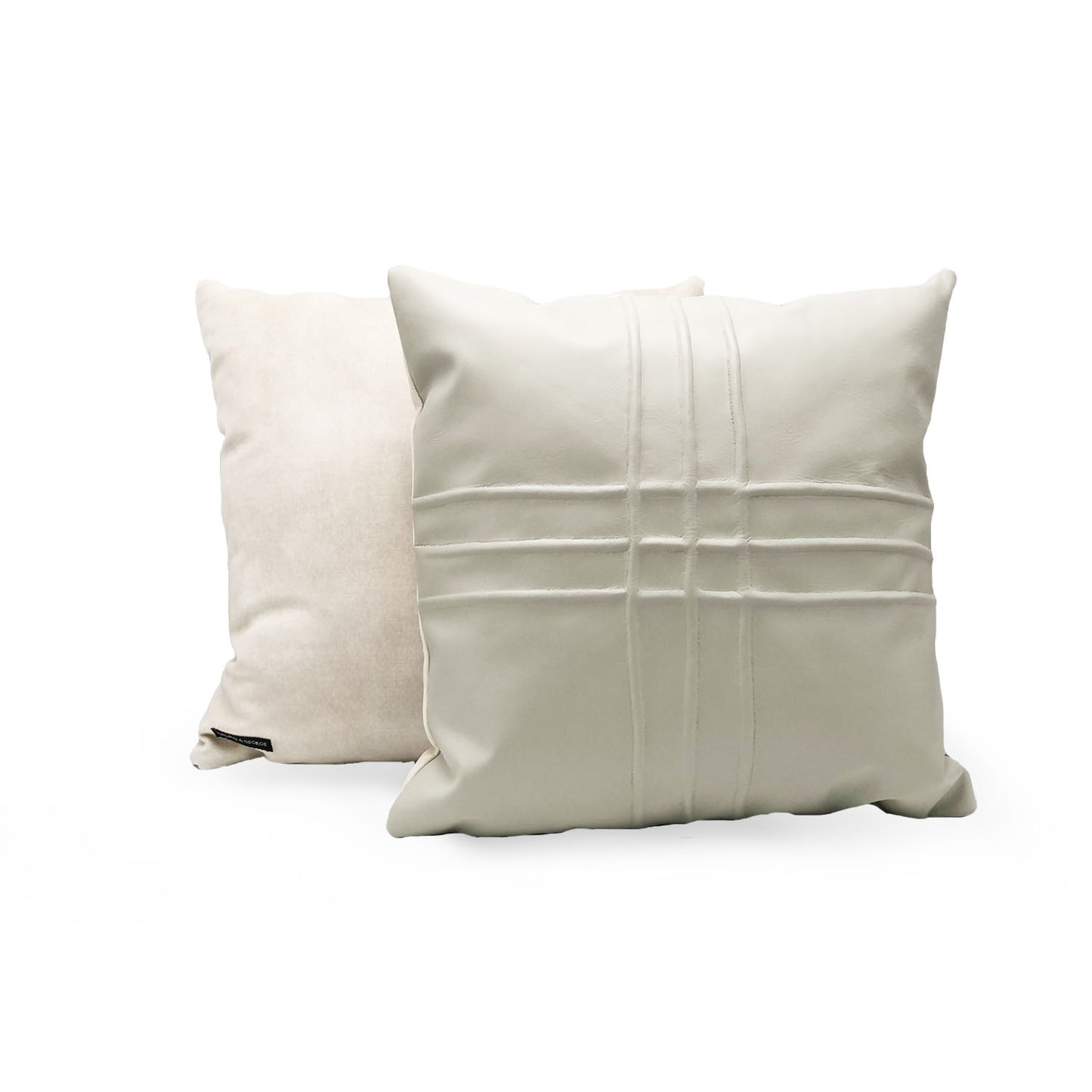 Cross Sculpted Leather Cushion | Throw Pillow