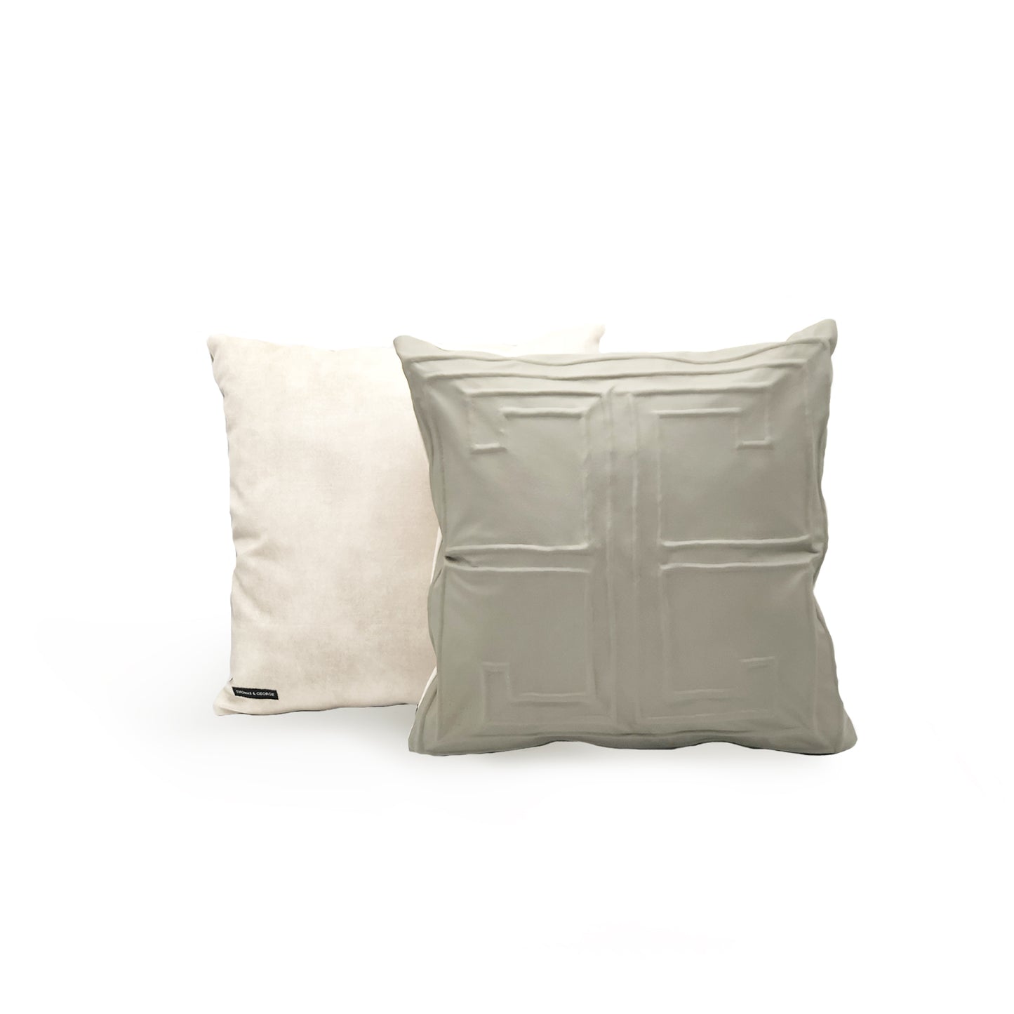 Greek Key Sculpted Leather Cushion | Throw Pillow